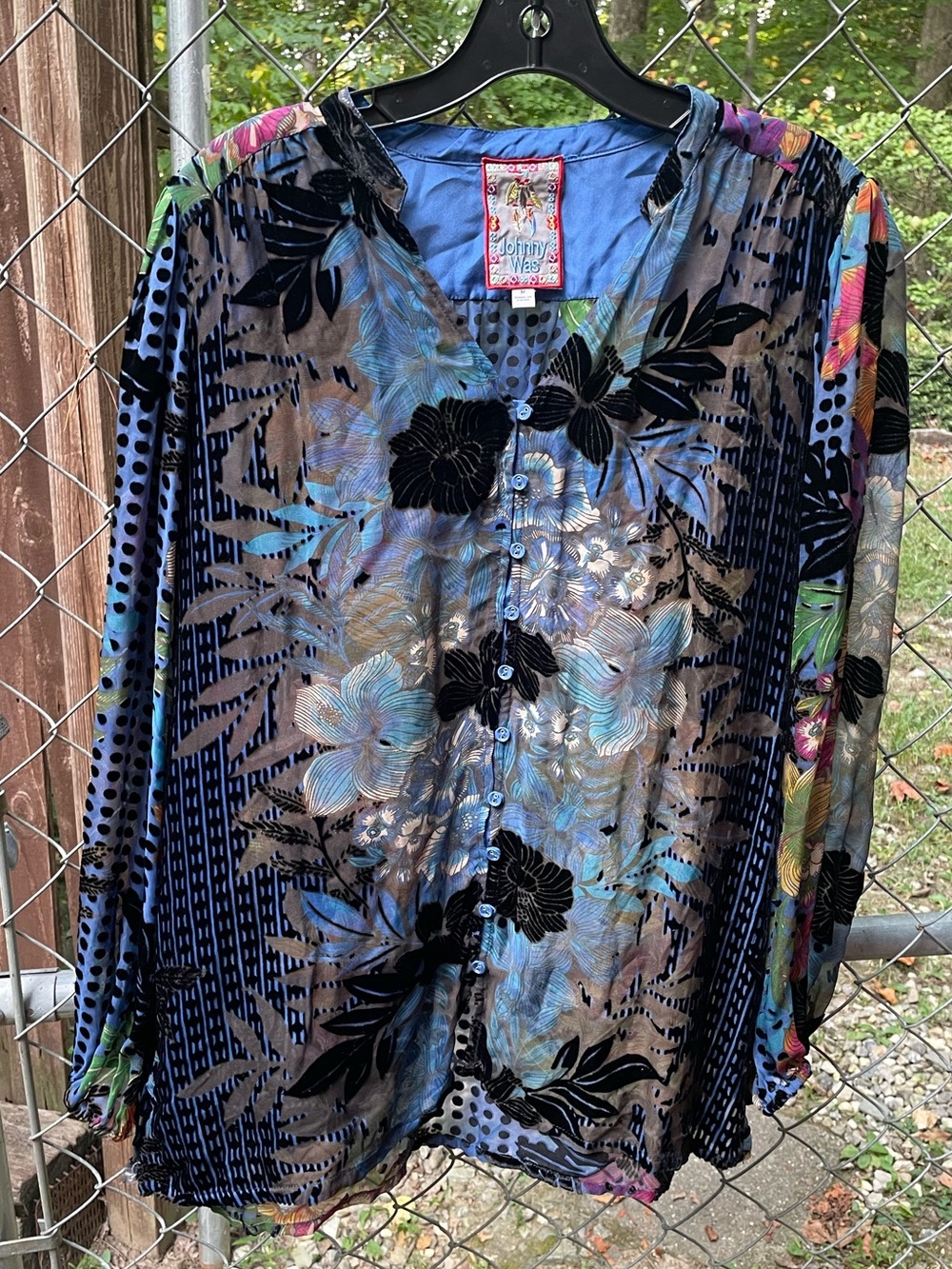 Johnny Was Lanai Burnout Lydia Blouse Size Medium